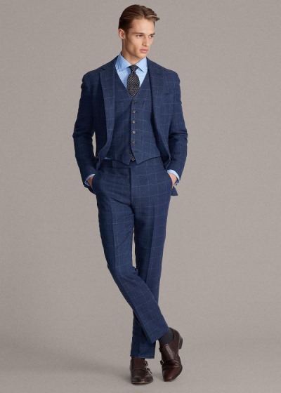 Men's Ralph Lauren Windowpane Suit Trousers | 694375DCN